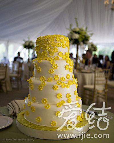 春季色彩的婚礼蛋糕
