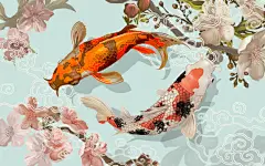 中国风精美锦鲤插画矢量图素材