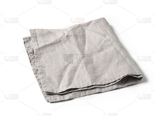 灰色亚麻餐巾孤立在白色上