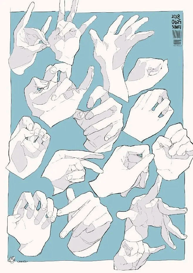 手部画法参考#绘画素材##绘画参考#