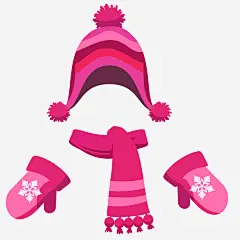 女式帽子围巾套装插画ai免抠素材_新图网ixintu.com