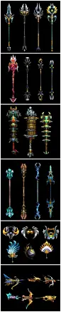 游戏美术素材 中国风武器刀剑法杖弓箭火枪法器3D模型 贴图 3dmax源文件 CG原画参考设定