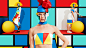 Aizone : Last year Sagmeister & Walsh created 3d environments inspired by 2d pop art paintings with the help of body painter Anastasia Durasova and set builds by Sing-Sing. This year, along with the same team, they brought psychedelic and constructivi