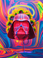 3D CGI nft paint star wars vader Flowers neon