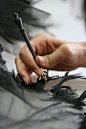 Fashion Atelier - haute couture feather embellishments in the making; sewing; fashion studio // Cecile Henri