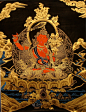尼泊尔唐卡画喇嘛纯手绘 文殊菩萨画像佛像 黑金