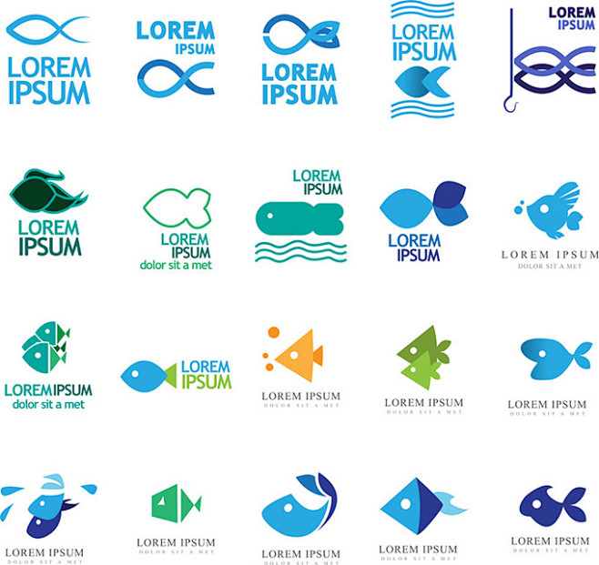 精美简洁的鱼logo设计矢量素材