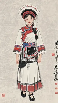 AI绘画，白族青年水墨画 - 小红书