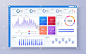 仪表板，任何地点的伟大设计。业务信息模板。矢量平面插图。大数据概念仪表板用户界面, UX用户管理面板