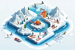 扁平风体育场高清运动员插画