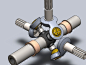 Transmission between three shafts - transmission entre trois axes - STEP / IGES - 3D CAD model - GrabCAD