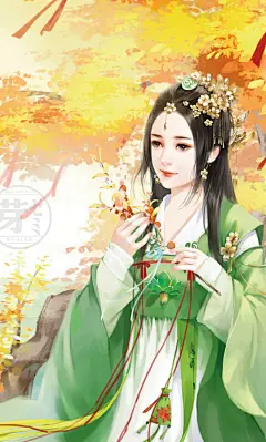 手绘美女古风 古装女子彩图插图 XF065-淘宝网
