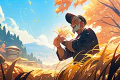 创意五一劳动节农民人物插画