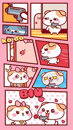 可爱狗狗秋田君漫画壁纸～送你小花花