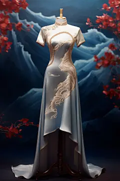 AI数字艺术国风新中式旗袍展示图片-众图网