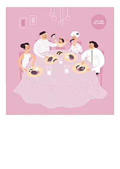 时尚粉色创意高端家庭人物矢量素材