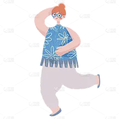 卡通感青年节女生元素贴纸