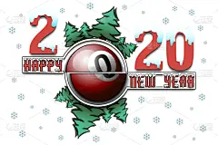2020,新年前夕,台球,华丽的,壁纸,现代,杉树,阴影,问候,写实