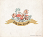 Premade Logo - OOAK Flowers Tulips Toadstool Vintage Banner Garden Roses Fern Whimsical Alice. $95.00, via Etsy.