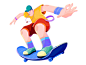 HONOR x JD618 - 3 affinity designer boy character cool flat illustration honor huawei illustration man noise people pose skate skateboard sport sports texture uran