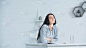 worried woman with closed eyes breathing while sit