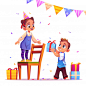 Birthday girl receive gift from boy, party, event Free Vector