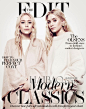 奥尔森姐妹 (Olsen Twins) 演绎电子杂志《The Edit》2013年10月17日刊时尚大片，宽松休闲的衣着加上简单舒适的色调，奥尔森姐妹 (Olsen Twins) 看起来十分优雅。