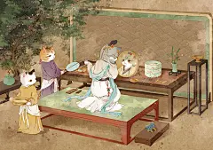【赠萌猫美图卡书签】唐宋风情绘卷全套2册《画猫梦唐》+《画猫雅宋》天闻角川动漫画册正版古风插画集猫咪控如果历史是一群喵同类-tmall.com天猫