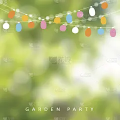 六月,生日,游园会,前景聚焦,菜园,线绳,夏天,贺卡,绘画插图,电灯泡