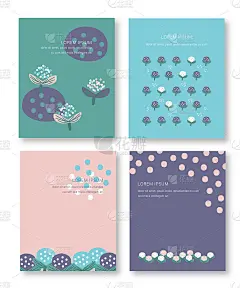 Set of creative posters with floral element, cover