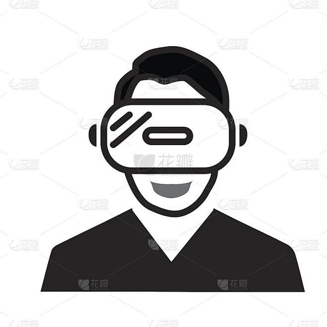 VR虚拟现实眼镜简单矢量平面图标素材-花瓣网