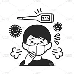 男性因发烧和咳嗽身体状况不佳。