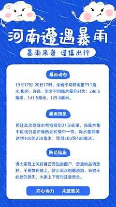 暴雨预警天气预报手机海报