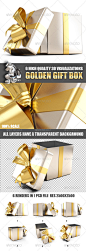 Golden Gift Box 黄金礼品盒子立体图形设计模板源文件素材-淘宝网