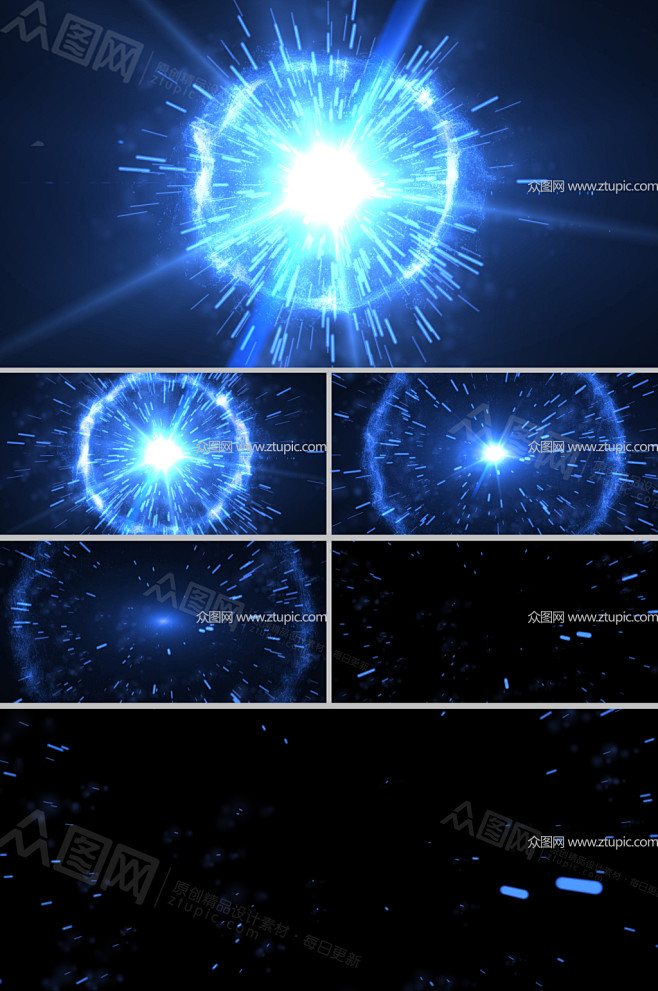 震撼蓝色粒子爆炸特效-众图网