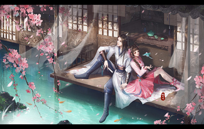 78少年锦衣卫桃可可作品古风情侣插画古风同人手绘tv动画