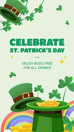 St. Patrick's Day Beer and Liquor Alcohol Drinks Sales Marketing Instagram Story Image