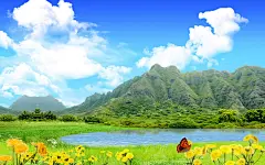 合成景物 宽屏壁纸==清香碧莲翠艳润...春雁舞蝶青飞醉....青雁
