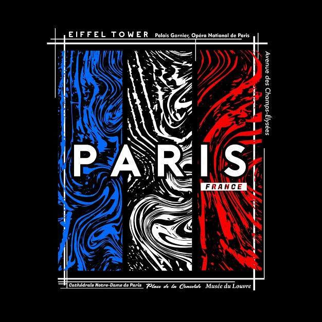 巴黎T恤印花海报平面设计抽象风格插画矢量...