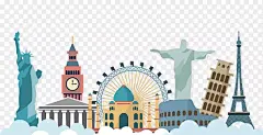 免抠卡通手绘世界著名建筑物PNG图片素材下载_图片编号7385327-PNG素材网
