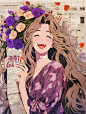 复古港风‖少女捧花头像