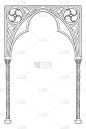 中世纪手稿风格的长方形框架。哥特式尖拱.