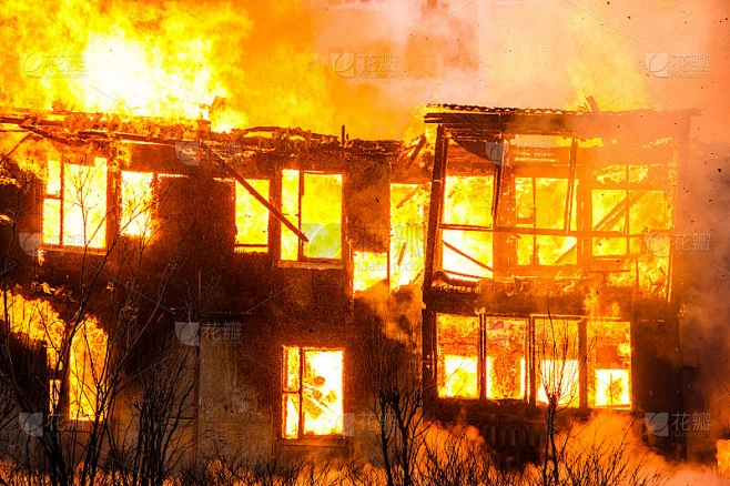 房子着火了素材-花瓣网