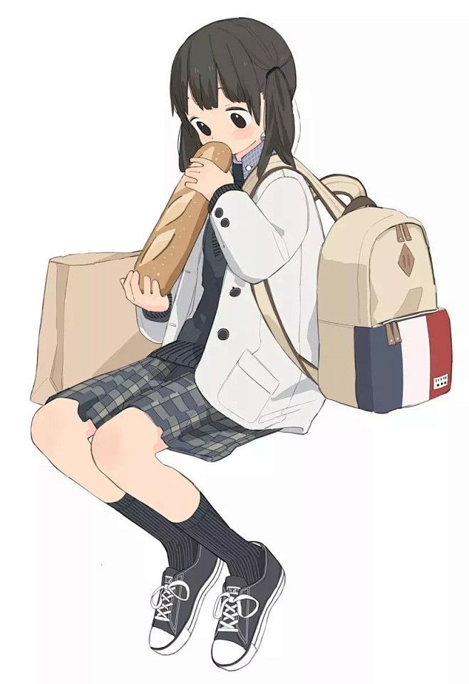 日式少女学生制服插画 日本插画师 クマノ...