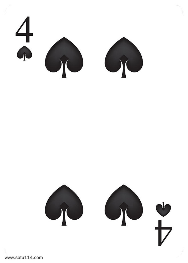 黑桃4扑克牌卡片