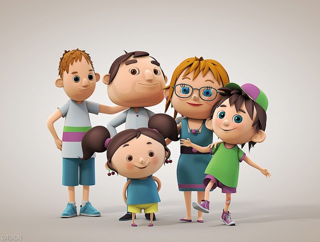 c4d作品欣赏家庭成员卡通形象famille3d3dfamilycg作品c4d之家我的