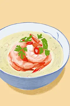 中华美食海鲜粥插画背景