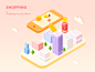 Shopping on your phone shopping illustration 2.5d
