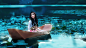 People 1920x1080 women model brunette long hair Asian women outdoors boat water lake flowers water lilies blue