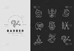 品牌名称,理发店,美,图标,商务,头发,证章,发型,复古,剪影
